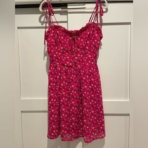 Floral Pink Sundress with Tie Straps